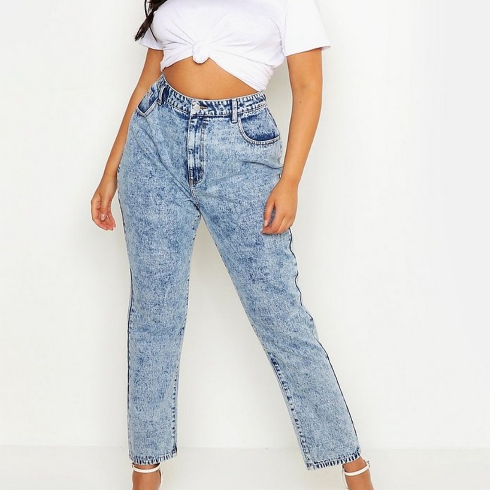 PS GITANO Vintage Plus Size Mom Jeans Acid Wash 16
